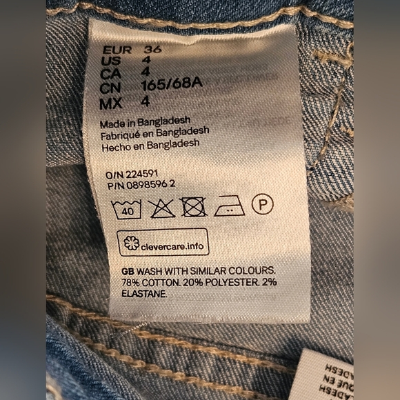 &Denim SKINNY COUPE MOULANTE Regular Waist Ankle Light Wash Stretch Jeans Sz 4 - Picture 4 of 8